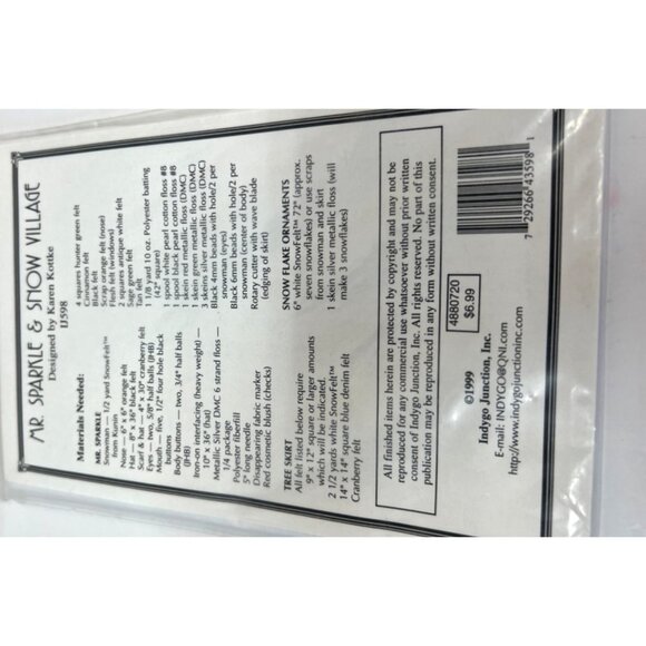 Indigo Junction Mr. Sparkle & Snow Village Pattern Kit For Snowman Tree Skirt & - Picture 5 of 5